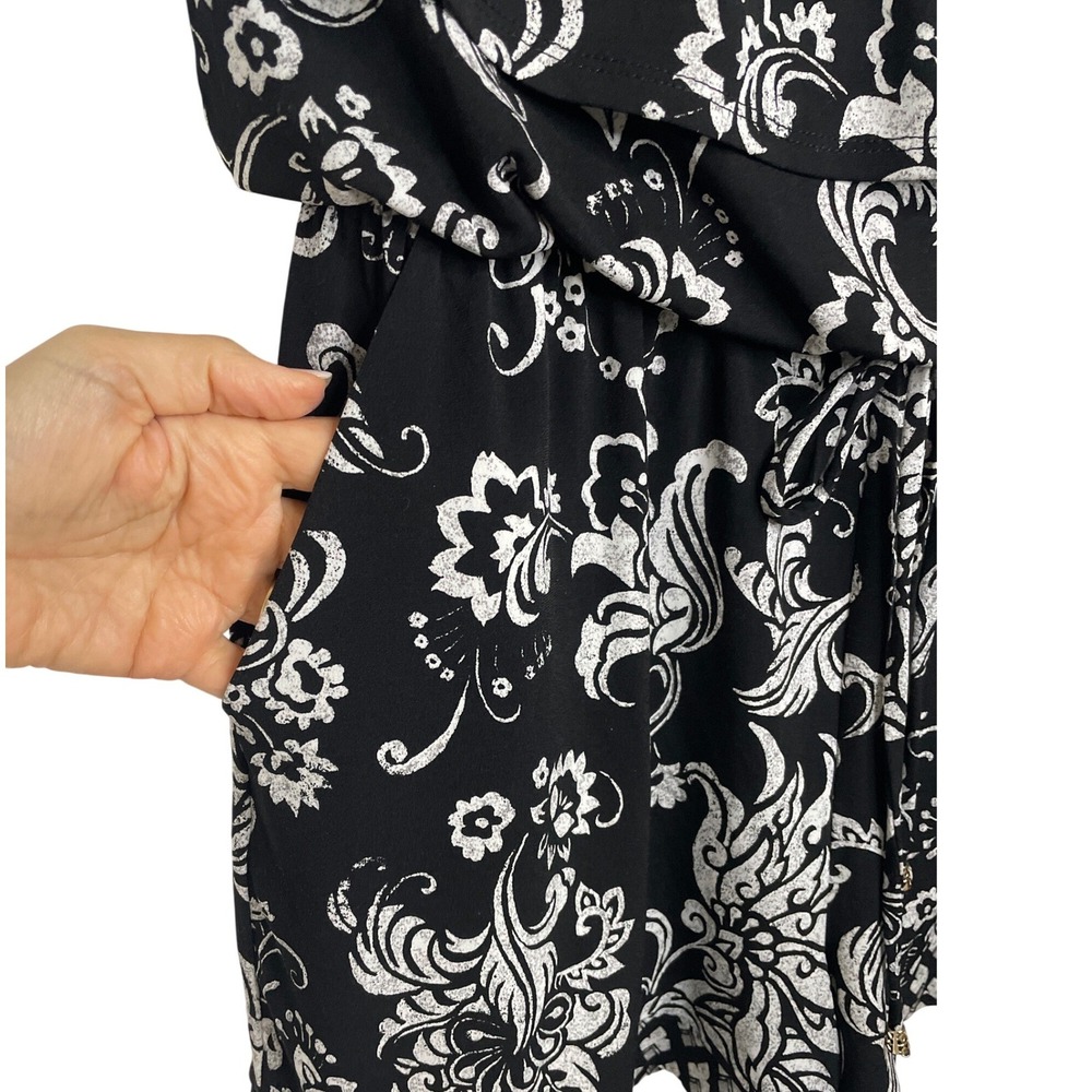 White House Black Market Women Romper Floral Off Shoulder M Boho Chic Resort - Picture 3 of 5
